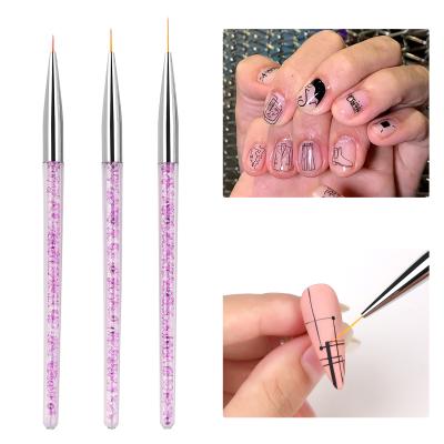 China Missbloom 3Pcs Purple Rhinestone Nail Art Tool Acrylic Painting Grid Finger Nail Pen Nail Art Brushes Line Drawing Manicure for sale