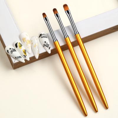 China Nail Art Liner Brush Painting Drawing Gold Metal Handle Art Missbloom 3Pcs Finger Nail Carving Pen Manicure Set for sale