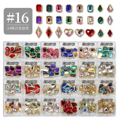 China Missbloom Finger Nail Art 24 Grids 3D Nails Gem Rhinestone Crystals Flatback Accessories Luxury Heart Nail Charm Set Kit for sale