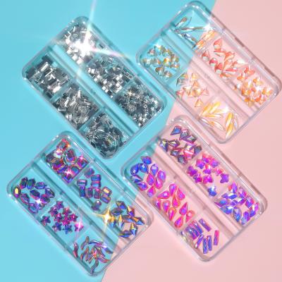 China 3D Decoration Gem Accessories Nail Flakes Shiny Aurora Rhinestone Nails Art Missbloom 6 Finger Nail Art Grid Charm for sale