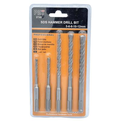 China SDS PLUS 5PCS Single Tip Concrete Drill Bit Set SDS Plus Slot Masonry Hammer Drill Bit for sale