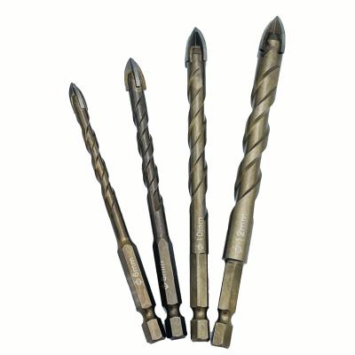 China HEX Titanium Plating Sandblasting Ceramic Drill Bit, Concrete Drill Bit Set For Tile, Brick, Glass, Plastic, Wood, Tungsten Carbide Tip Drill Bit Set for sale