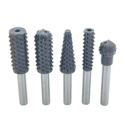 China 5Pcs 6mm Drilling Wood Round Shank Rotary Rasp Set Working Wood Drill Bit Folder Grinding Rotary Cutter for sale