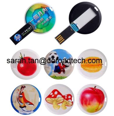 China Customized Colorful Printing Plastic Mini Round Card USB Pen Drives for sale