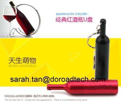 China Red Wine Metal Bottle Shaped USB Pen Drives with Real Capacity for sale