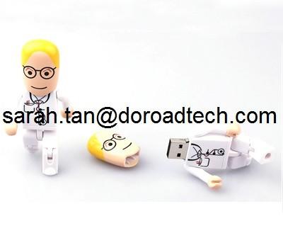 China Real Capacity Plastic People/Doctor USB Pen Drive, Customized Any Figures USB Available for sale