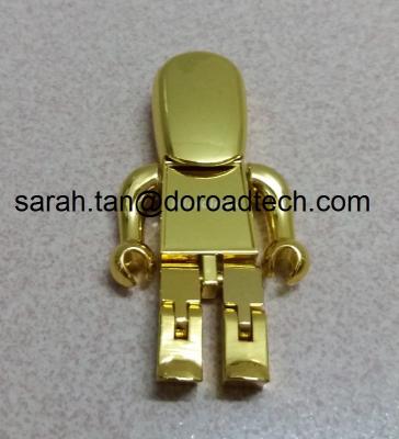 China High Quality Metal Gold Robot USB Flash Drive, Gift USB Drives with Laser Printing Logo for sale