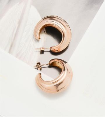 China Environmental Friendly Hoop Earrings Korean AZL Gold Plated Stainless Steel Hoop Shape C Crystal Earrings for sale