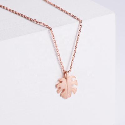 China Aizhilin Environmental Friendly Kolye Tending Monstera Brass Copper Tropical Plant Leaf Necklace Botanical Jewelry Woman for sale