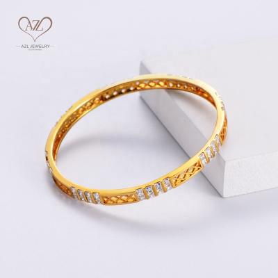 China Aizhilin Pulsera De Cristal Zircon Diamond Gold Plated Brass Copper Bangles Environmental Friendly Bracelets For Women for sale