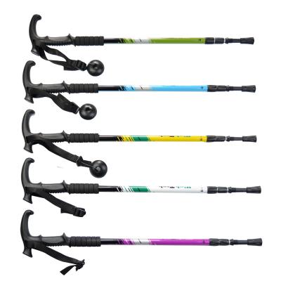 China New Adjustable Length Outdoor Mountaineering Canes Camping Folding Mountaineering Walking Stick for sale