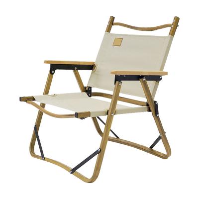 China Factory Direct Selling Portable Aluminum Wood Foldable Foldable Camping Grain Chair Outdoor Folding Dining Chair for sale