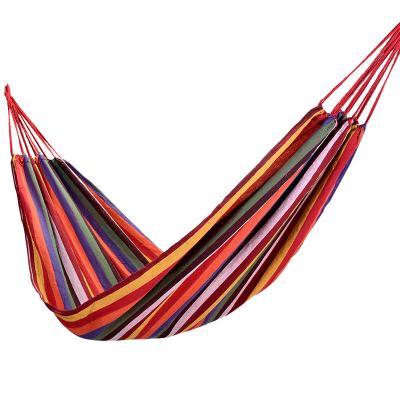 China Portable Adult Camping Dormitory Swing Dormitory Belt Canvas Cotton Hammock Wooden Single Pole Adult Indoor Outdoor Leisure Doubles for sale