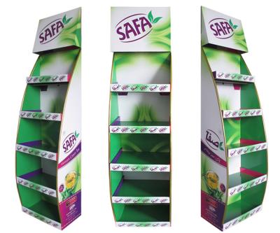 China Single Sided Chinese Tea Retail Display Rack, Tea Cardboard Display, Supermarket Shelf Cardboard Floor Display for sale