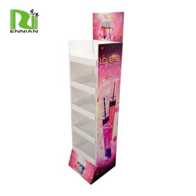 China Single Sided Cardboard Promotional Display Stand For Cosmetics With 4 Tires Can Stand More Than 50kg, Makeup Display Stands for sale