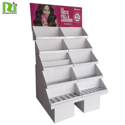 China Single Sided Custom Supermarket Cardboard Pallet Display For Makeup, Retail Palette Display Stand For Cosmetic Box Assembled In Flat Pack for sale