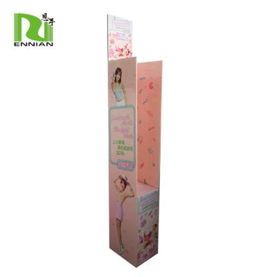 China Custom Retail POP Foldable Face Mask Supermarket POS Cardboard Retail Portable Floor Display Stand For Cosmetics for sale