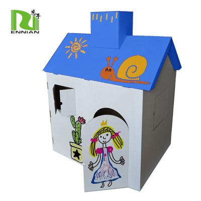 China Single Sided Cardboard Kids House , Play House Cardboard Cubby House for sale