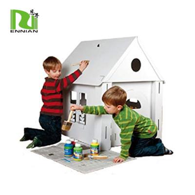 China Glamorous Cardboard Single Sided Toy House, Cardboard Craft House For Kids for sale