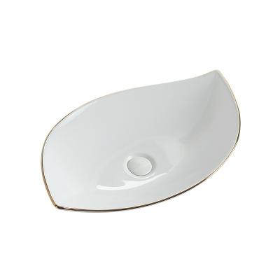 China Factory Supplier Bathroom Modern Sink Countertop Ceramic Basin Basin With High Temperature Fired Gold Line. OEM is serviced. for sale