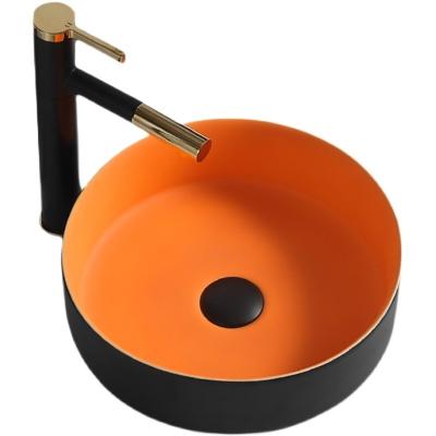 China OEM Modern Hot Ceramic Red Black Orange Green Red Black Ware Hand Sink Hand Vessel Countertop Countertop Bathroom Sink Package for sale