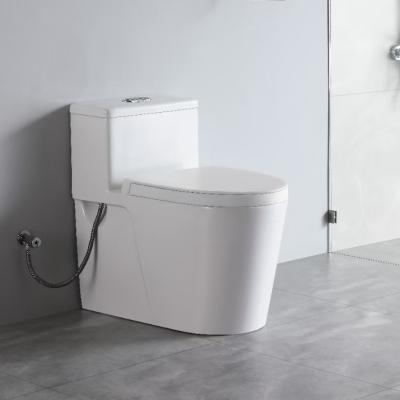 China Double-Flow Bathroom Floor Standing One Piece Toilet Ceramic Toilet Bowl For Sale for sale