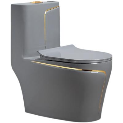 China Double-flush a weather high temperature fired gray ceramic one-piece toilet, the color will never fade model 2307gg for sale