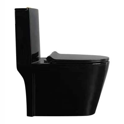 China Double-flow Chaozhou classic style black ceramic one-piece toilet with black slowdown pp cover, all ocer sell the world for sale