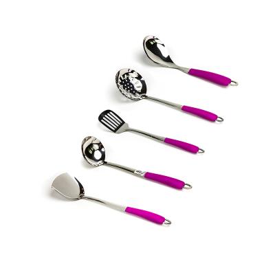 China Viable Tool Accessories Stainless Steel Cookware with Silicon Handle Soup Pocket Turner Skimmer Spoon Set for sale