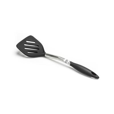 China Viable High Temperature Resistant Black Utensils Slotted Turner Spoon Silicone Kitchenware Set for sale