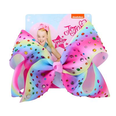 China 6 inch jojo soft kids siwa new hollow hairpin hairpin laser cloth ribbon hair bow 2021 for sale