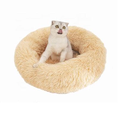 China 2021 Cute Travel Dog Bed Bagel for Lux Maker Orthopedic Faux Fur Donut Modern Design Pet Cat Comfortable Pet Nest for Kitten for sale