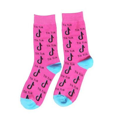 China Viable pattern cotton tik tok yellow black white purple pink tiktok socks for sale