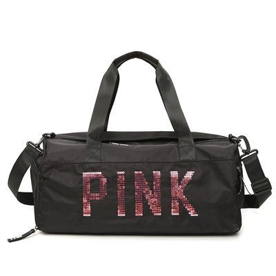 China Logo Large Black And Pink Gym Travel Water Resistant Customized Bags Ladies Waterproof Nylon Fleece Women Tote Bag Low Moq Wholesale for sale