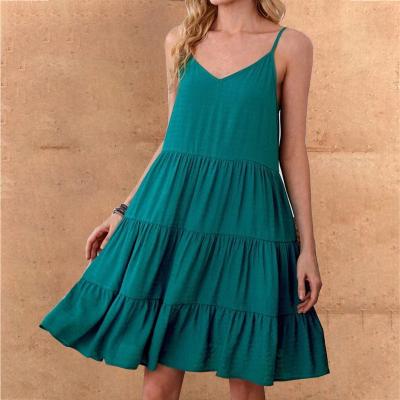 China anti-wrinkle competitive price design new 2022 spring summer women's new sexy sleeveless halter solid color loose dress for sale