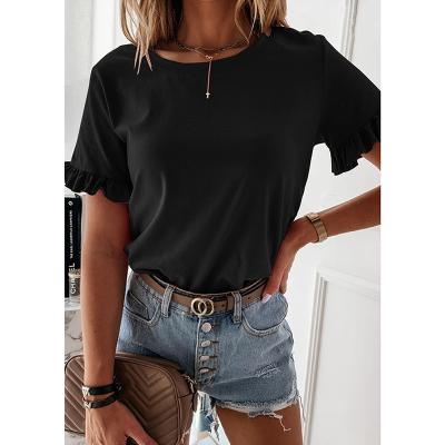 China 2022 Spring Summer Women's New Simple Short Anti-wrinkle Low Price Sheath Throw Loose Round Collar T-shirt Manufacturer Supply for sale