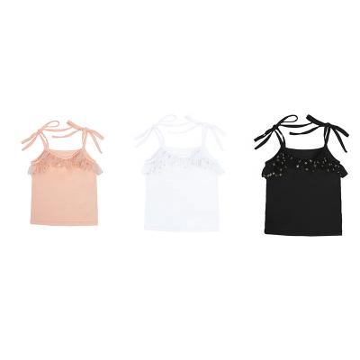 China 2023 Summer New Compressed Girls Cute Lace Strap Soft Comfortable And Breathable Mesh Tank Top for sale