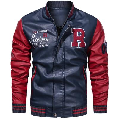 China 2021 Vintage Baseball Leather Jacket Men Waterproof Embroidered Leather Jackets And Coats for sale