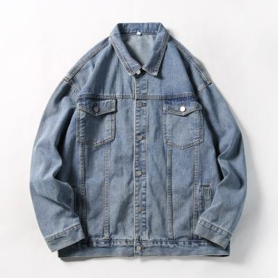 China Custom made hombre viable Autumn Casual Coat de Chaqueta plus loose size men's denim retro long distressed blue jeans jacket unisex for sale