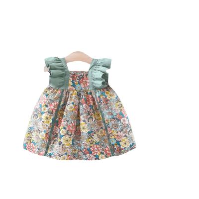 China 2022New Arrivals Summer Washable Elegance Infant Baby Toddler Skirts For Girls Dress Set Floral Hats With Suspender Skirt for sale