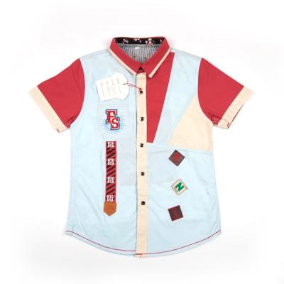 China QUICK DRY Embroidered Little Kids Leather Clothing Color Contrast Label Kids Clothes Boys Casual T-shirt Short Sleeve Boys Shirts for sale