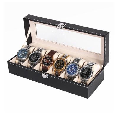 China Custom Leather+velvet Leather+velvet Watch Box Organizer 6 Slot Watch 3 Slot Glasses Watch Gift Storage Box for sale