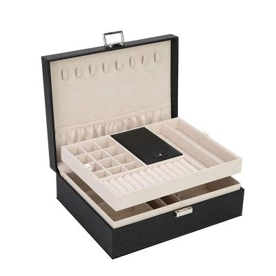 China Wood+Leather Color Logo Size Custom Jewelry Wooden Leather Organizer Box Handmade Jewelry Box Necklace Box for sale