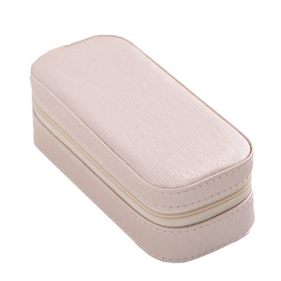 China Permium 2021 Custom PU Leather+Velvet 2021 Custom Travel Jewelry Organizer Case Boxes Portable Jewelry Box PU Storage Zipper Jewelers Box for sale