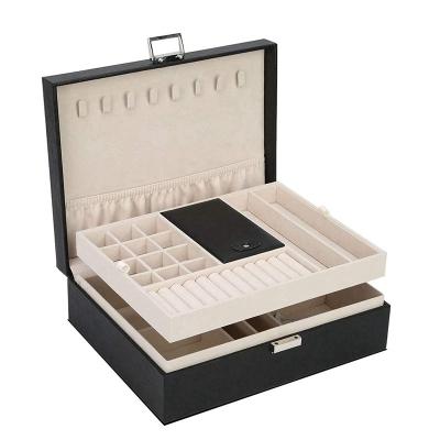 China Wood+Leather case jewelryboxlock jewelry box lock jewelry box juwelry holder with storage for sale