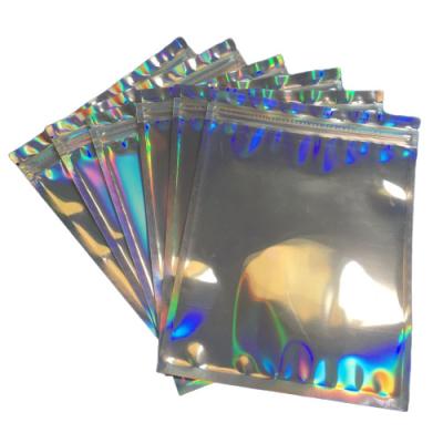 China Wholesale Custom Moisture Proof Printed Foil Resealable Plastic Holographic Ziplock Pouch Bag Mylar Ziplock Bag for sale