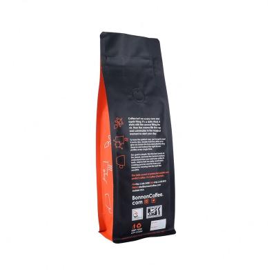 China Barrier Custom Printed Recyclable Flat Box 100% Recyclable Bottom Food Coffee Zipper Packaging Bag Eco-Friendly With Valve for sale