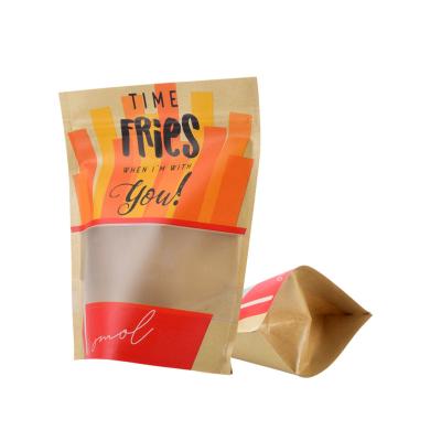 China Recyclable Customized Printed Food Grade Zipper Kraft Paper Coffee Bag With Window For Snack for sale