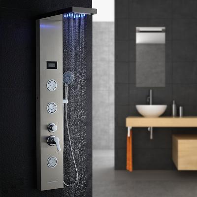 China Without Sliding Bar Hotel LED Shower System Panel Body Massage Multifunctional 304 Stainless Steel Modern Shower Column Faucet ROVATE for sale