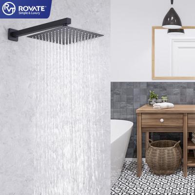 China ROVATE Modern High Quality Modern Stainless Steel Shower Head Shower Accessories,Bathroom Luxury 304 Material Black Rain Shower System for sale